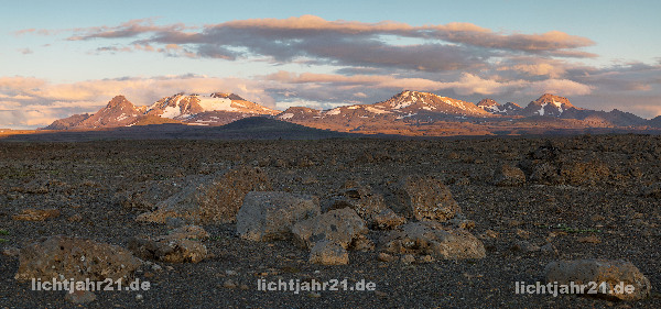 Panorama - Dark stone landscape mountain range in evening light